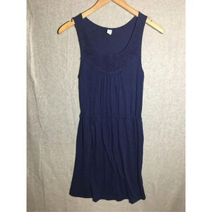 Womens Old Navy Dress Vintage Crochet Detailing Navy Blue Y2K Spring Summer